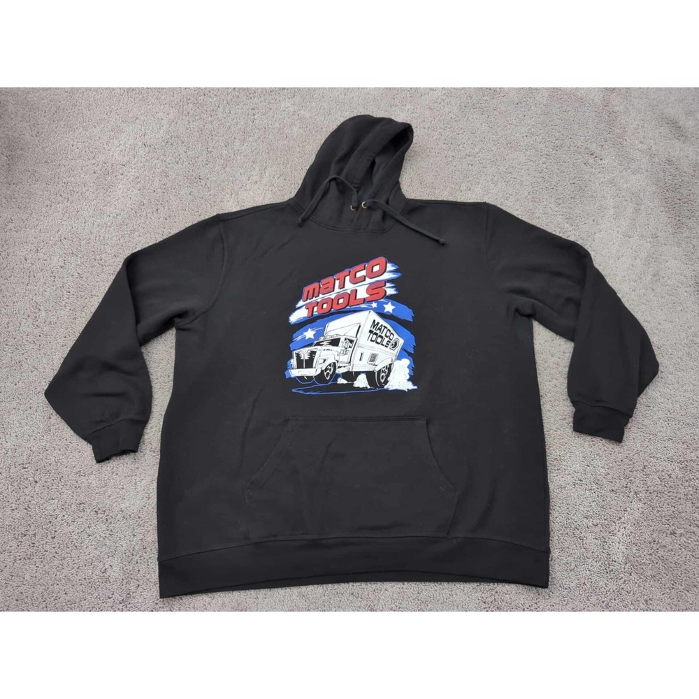 Matco Tools Hoodie Mens XXL Black Sweatshirt Drawstring Truck Automotive Fleece‎